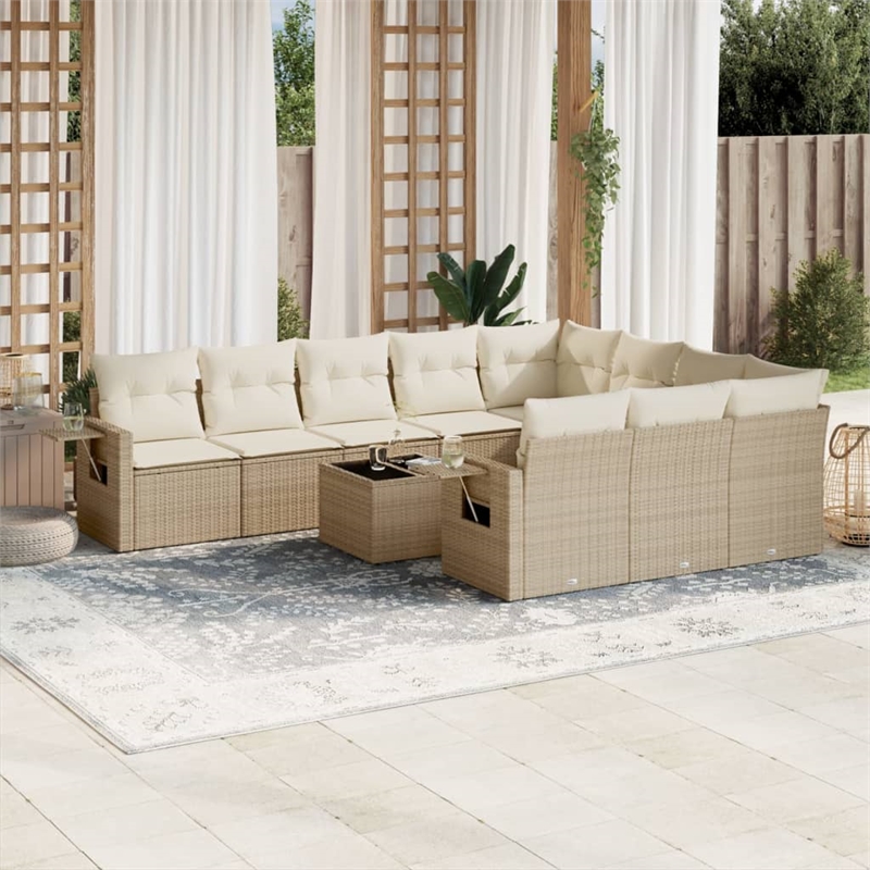 vidaXL 11 Piece Steel Large Sofa Set in Beige