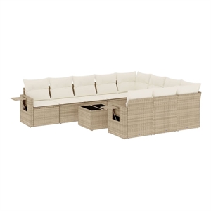 vidaXL 11 Piece Steel Large Sofa Set in Beige