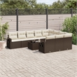 vidaXL Poly Rattan Large Sofa Set in White/Brown/Cream