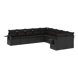 vidaXL 10 Piece Poly Rattan Large Sofa Set in Black