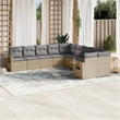 vidaXL 10 Piece Poly Rattan Sofa Set in Beige