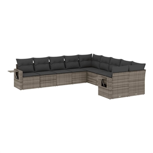 vidaXL 10 Piece Steel Large Sofa Set in Gray