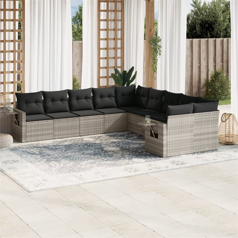 vidaXL Poly Rattan Sofa Set in Gray