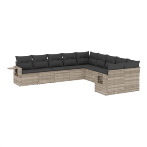 vidaXL Poly Rattan Sofa Set in Gray