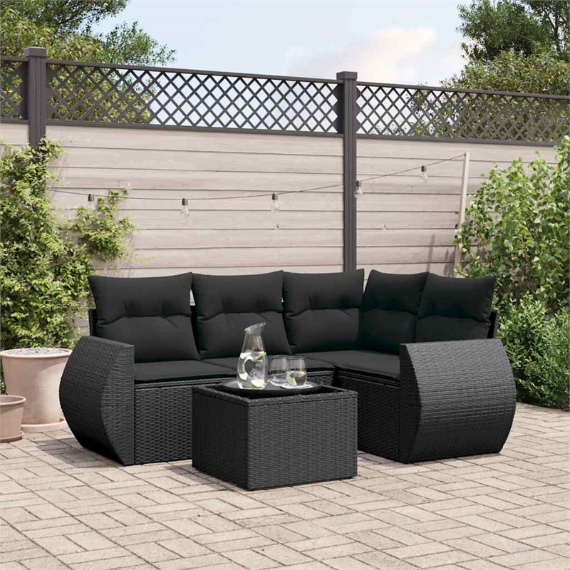 vidaXL 5 Piece Steel Sofa Set in Black