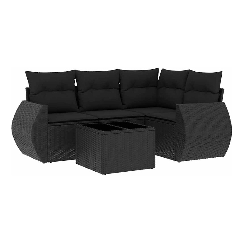 vidaXL 5 Piece Steel Sofa Set in Black