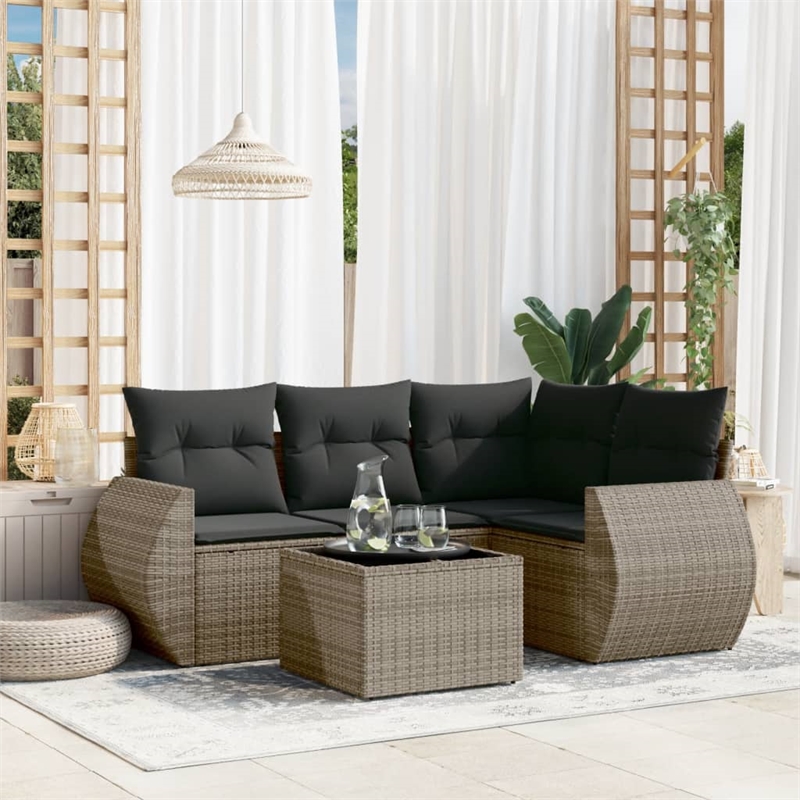 vidaXL 5 Piece Steel Sofa Set in Gray