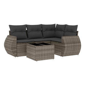 vidaXL 5 Piece Steel Sofa Set in Gray