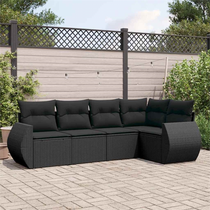 vidaXL Poly Rattan Small Sofa Set in Black