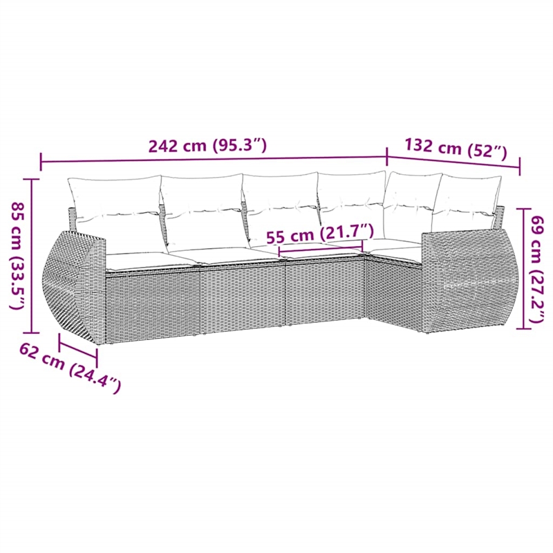 vidaXL Poly Rattan Small Sofa Set in Black