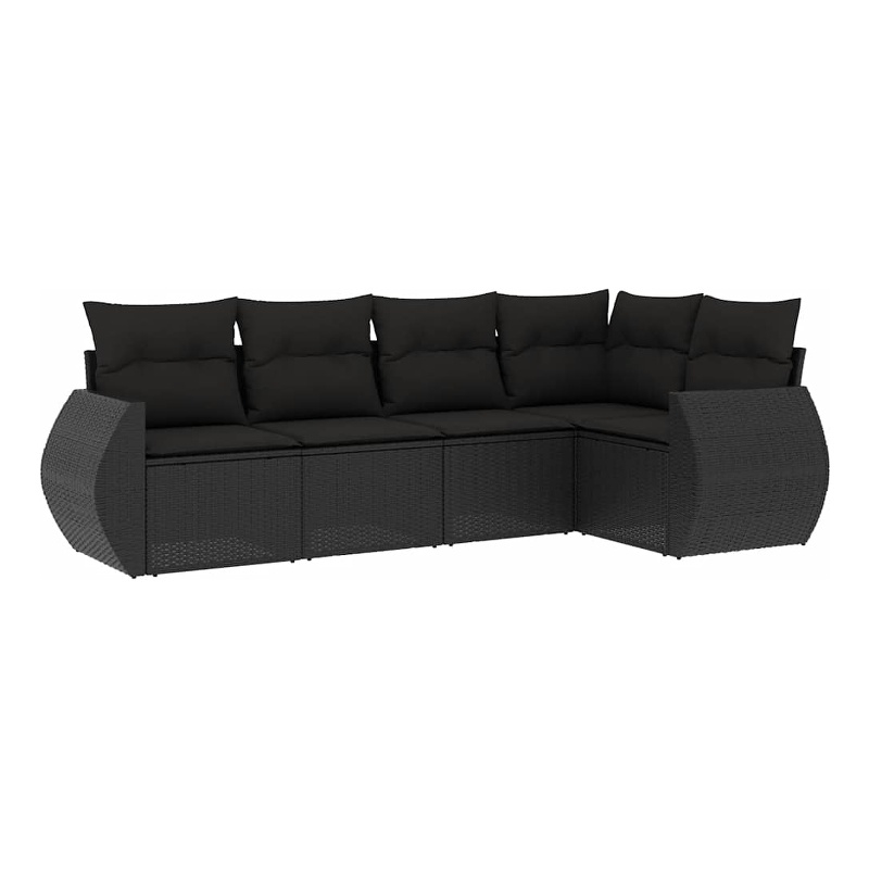 vidaXL Poly Rattan Small Sofa Set in Black