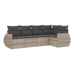 vidaXL 5 Piece Poly Rattan Sofa Set in Gray