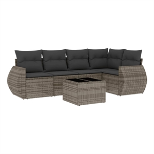 vidaXL 6 Piece Poly Rattan Sofa Set in Gray