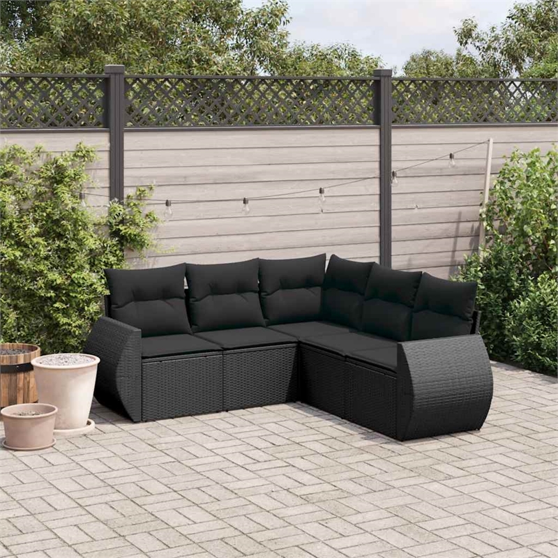 vidaXL 5 Piece Steel Sofa Set in Black