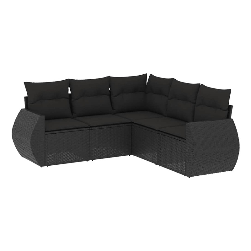 vidaXL 5 Piece Steel Sofa Set in Black