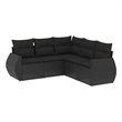 vidaXL 5 Piece Steel Sofa Set in Black