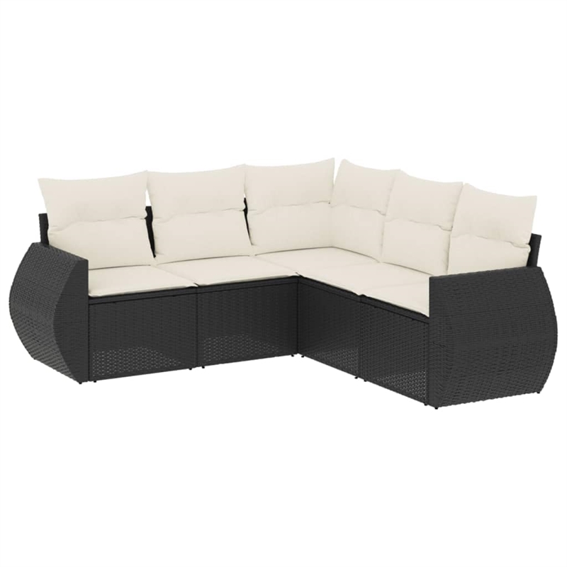 vidaXL 5 Piece Steel Sofa Set in Black/White/Cream