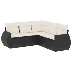 vidaXL 5 Piece Steel Sofa Set in Black/White/Cream