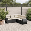 vidaXL 5 Piece Steel Sofa Set in Black/White/Cream