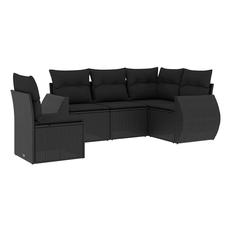 vidaXL 5 Piece Steel Sofa Set in Black