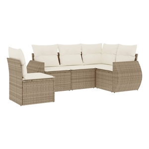 vidaXL 5 Piece Steel Small Sofa Set in White/Cream/Beige