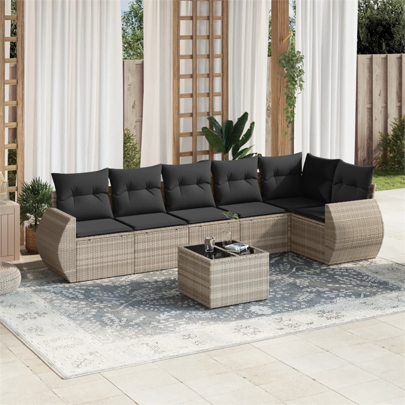 vidaXL Poly Rattan Large Sofa Set in Gray