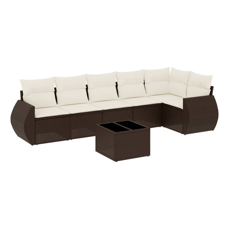 vidaXL 7 Piece Sofa Set in White/Brown/Cream