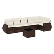 vidaXL 7 Piece Sofa Set in White/Brown/Cream