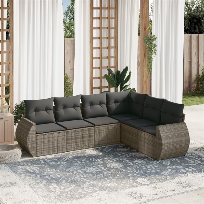 vidaXL 6 Piece Poly Rattan Large Sofa Set in Gray
