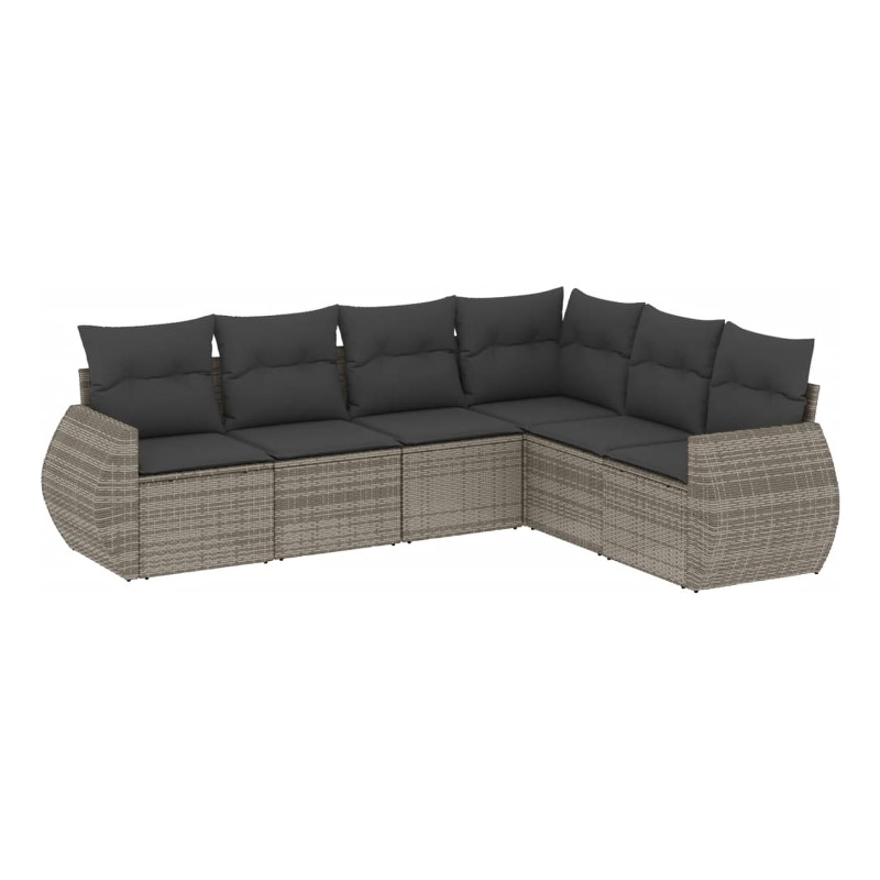 vidaXL 6 Piece Poly Rattan Large Sofa Set in Gray