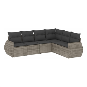 vidaXL 6 Piece Poly Rattan Large Sofa Set in Gray