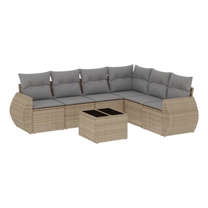 vidaXL 7 Piece Steel Sofa Set in Gray/Beige