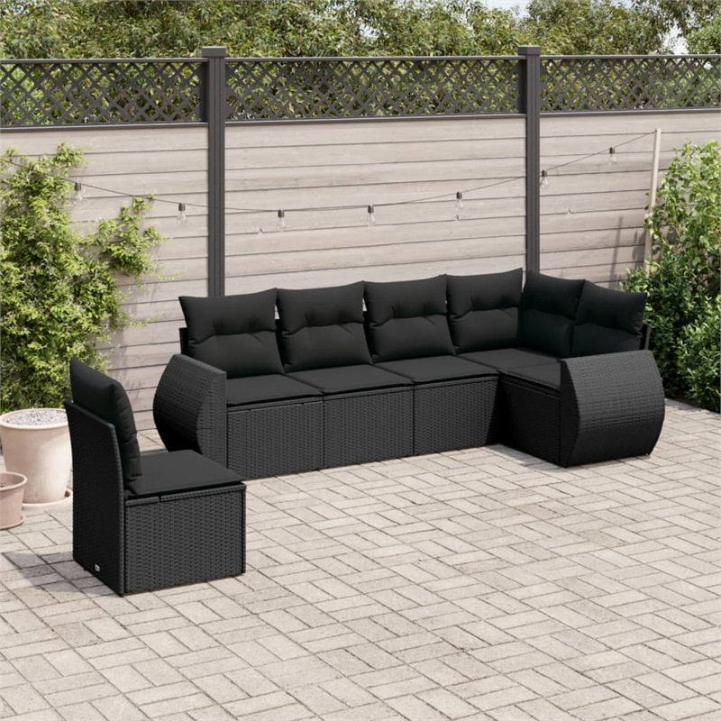 vidaXL 6 Piece Steel Sofa Set in Black
