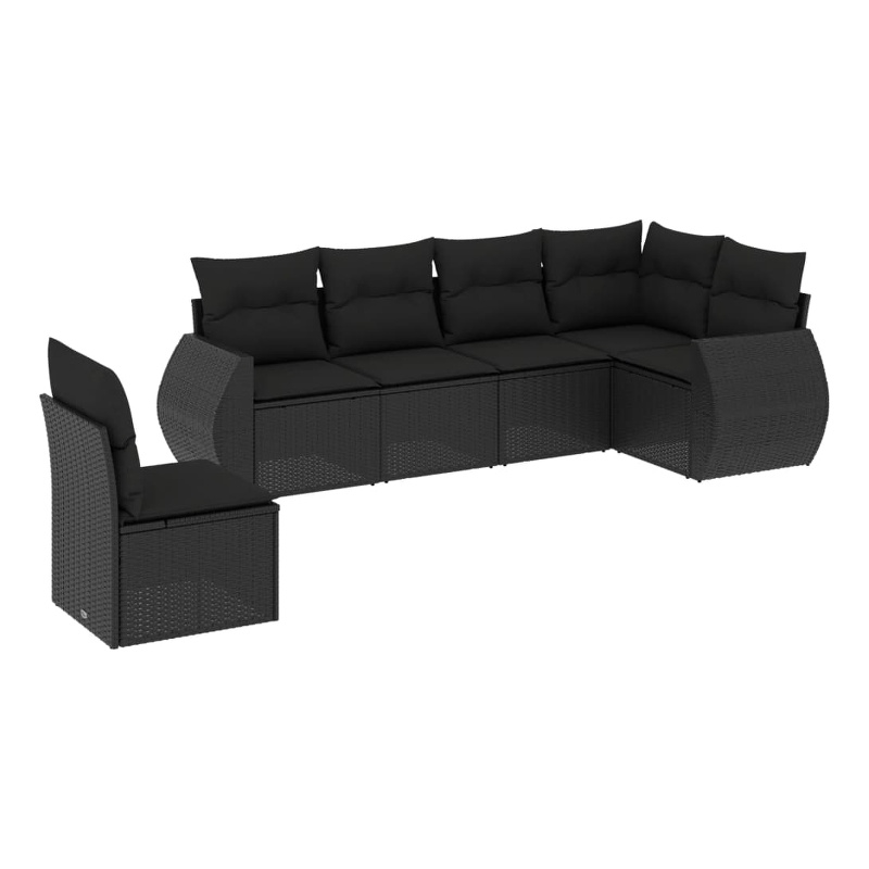 vidaXL 6 Piece Steel Sofa Set in Black