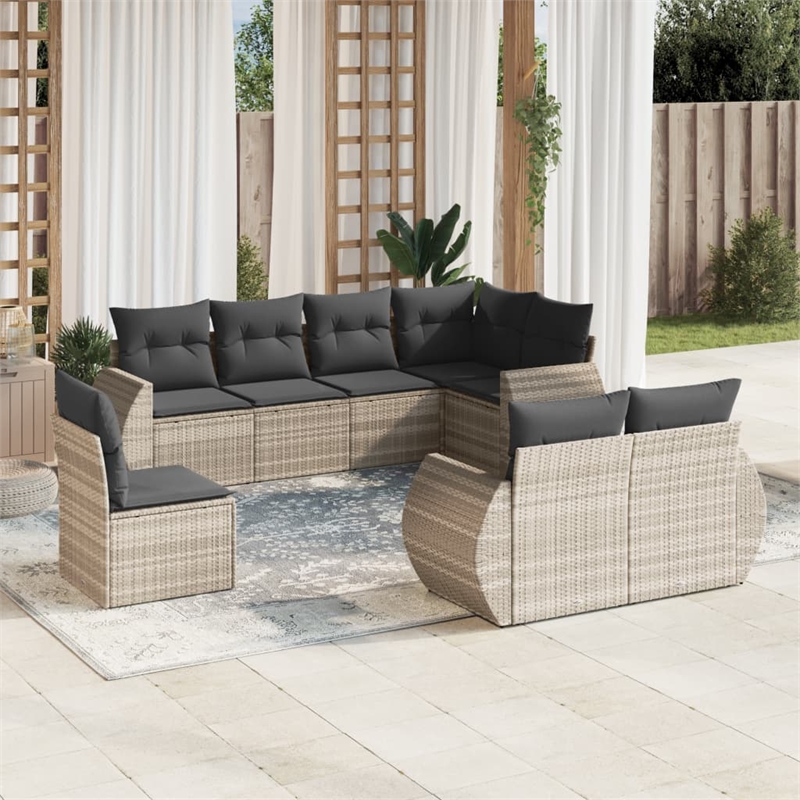 vidaXL 8 Piece Poly Rattan Sofa Set in Gray