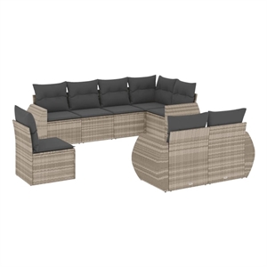 vidaXL 8 Piece Poly Rattan Sofa Set in Gray