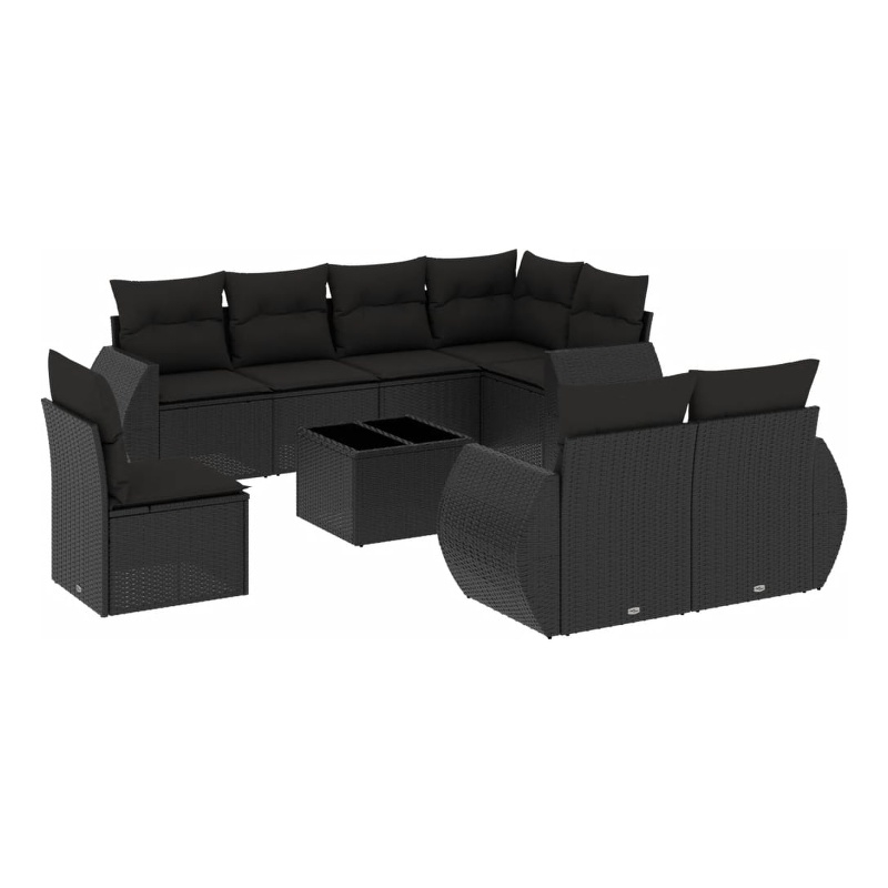 vidaXL 9 Piece Steel Sofa Set in Black