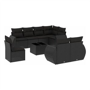 vidaXL 9 Piece Steel Sofa Set in Black