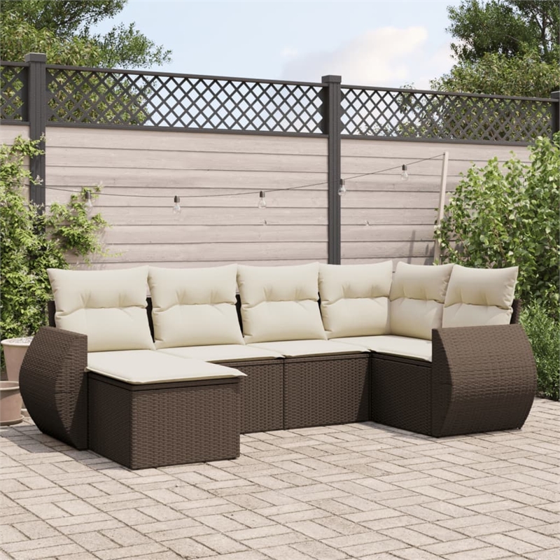 vidaXL 6 Piece Small Sofa Set in White/Brown/Cream