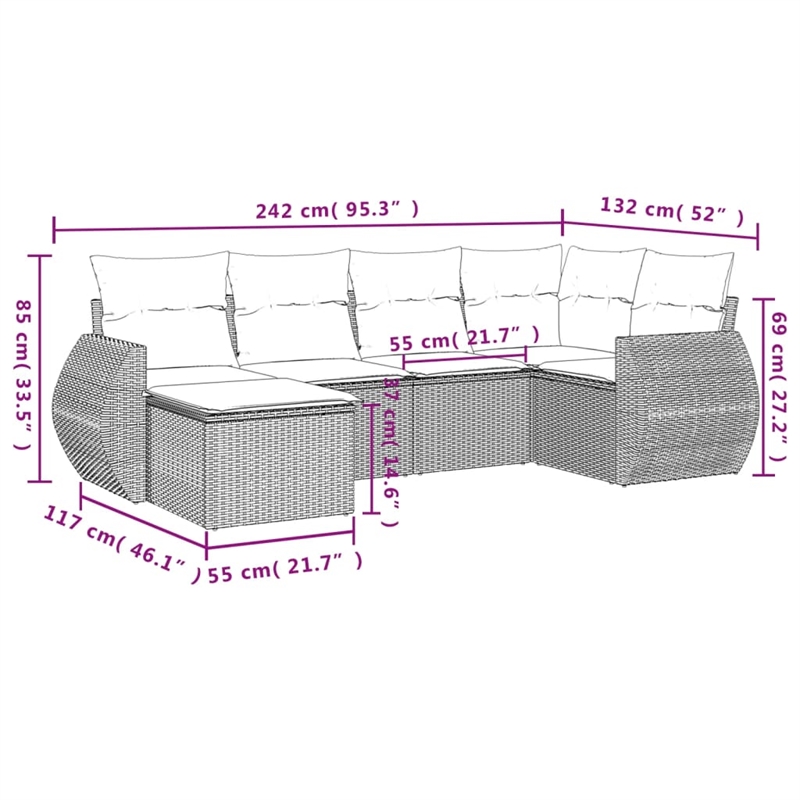vidaXL 6 Piece Small Sofa Set in White/Brown/Cream