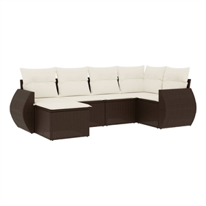 vidaXL 6 Piece Small Sofa Set in White/Brown/Cream