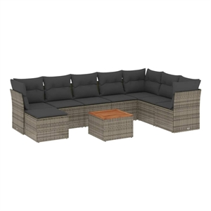 vidaXL 9 Piece Solid Acacia Wood Small Sofa Set in Gray