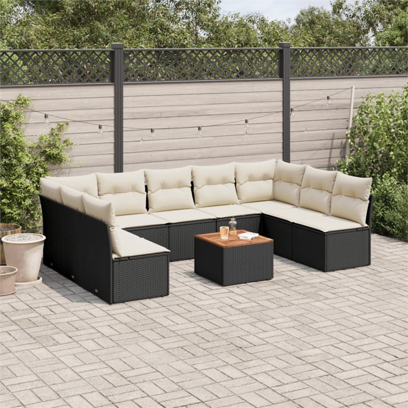 vidaXL 10 Piece Sofa Set in Black/White/Cream