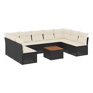vidaXL 10 Piece Sofa Set in Black/White/Cream