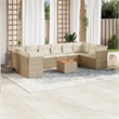 vidaXL 11 Piece Poly Rattan Sofa Set in White/Cream/Beige
