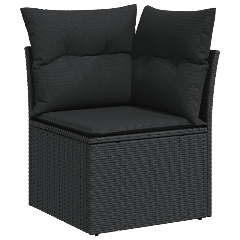 vidaXL Solid Acacia Wood Sofa Set in Black
