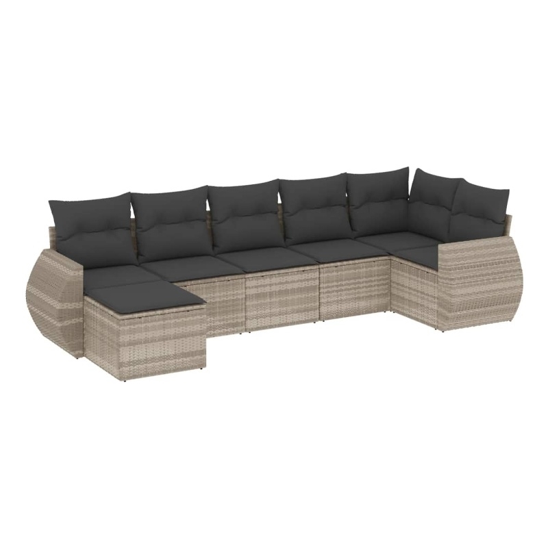 vidaXL 7 Piece Poly Rattan Sofa Set in Gray