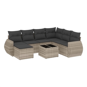vidaXL 8 Piece Poly Rattan Sofa Set in Gray