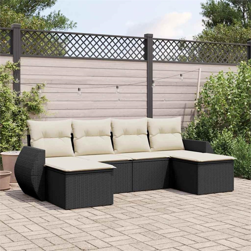vidaXL 6 Piece Sofa Set in Black/White/Cream