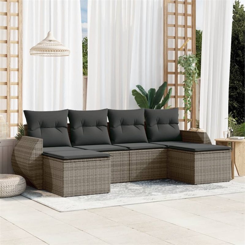 vidaXL 6 Piece Steel Sofa Set in Gray